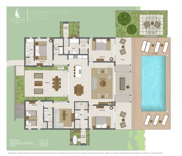 Four Bedroom Beachfront Villa Floor Plan